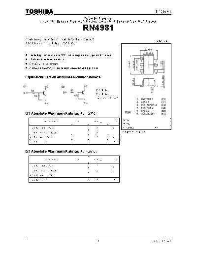 Toshiba rn4981  . Electronic Components Datasheets Active components Transistors Toshiba rn4981.pdf