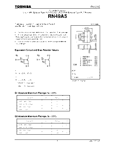 Toshiba rn49a5 071101  . Electronic Components Datasheets Active components Transistors Toshiba rn49a5_071101.pdf