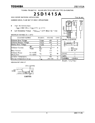 Toshiba 2sd1415a  . Electronic Components Datasheets Active components Transistors Toshiba 2sd1415a.pdf