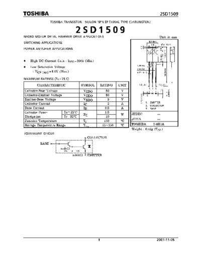 Toshiba 2sd1509  . Electronic Components Datasheets Active components Transistors Toshiba 2sd1509.pdf
