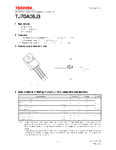 Toshiba tj70a06j3 110928  . Electronic Components Datasheets Active components Transistors Toshiba tj70a06j3_110928.pdf