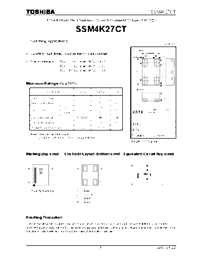 Toshiba ssm4k27ct  . Electronic Components Datasheets Active components Transistors Toshiba ssm4k27ct.pdf