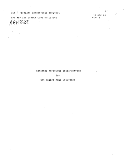 cdc ARH2922 SES Object Code Utilities ERS Dec83  . Rare and Ancient Equipment cdc cyber cyber_180 NOS_VE ses ARH2922_SES_Object_Code_Utilities_ERS_Dec83.pdf