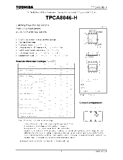 Toshiba tpca8046-h en datasheet 090529  . Electronic Components Datasheets Active components Transistors Toshiba tpca8046-h_en_datasheet_090529.pdf