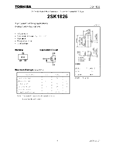 Toshiba 2sk1826  . Electronic Components Datasheets Active components Transistors Toshiba 2sk1826.pdf