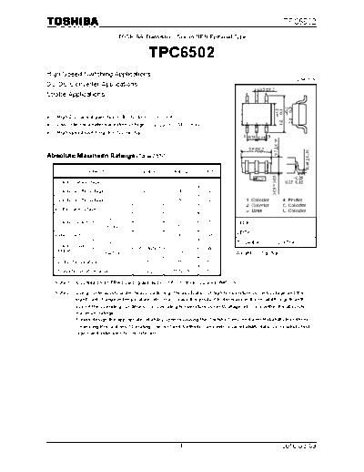 Toshiba tpc6502 en datasheet 100309  . Electronic Components Datasheets Active components Transistors Toshiba tpc6502_en_datasheet_100309.pdf