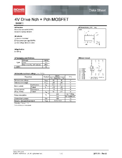 Rohm sh8m11  . Electronic Components Datasheets Active components Transistors Rohm sh8m11.pdf