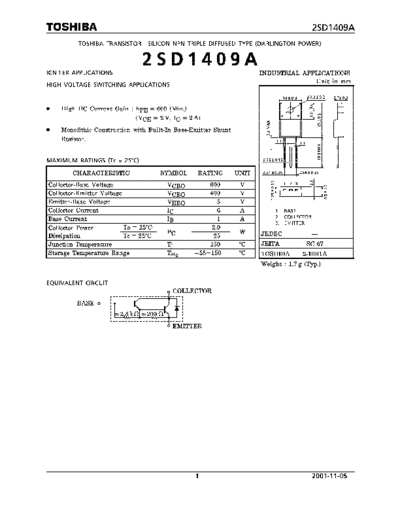 Toshiba 2sd1409a  . Electronic Components Datasheets Active components Transistors Toshiba 2sd1409a.pdf