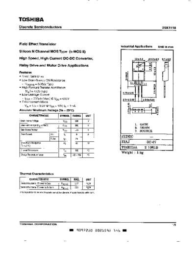 . Electronic Components Datasheets 2sk1118  . Electronic Components Datasheets Active components Transistors Toshiba 2sk1118.pdf