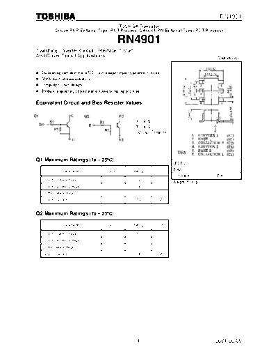 Toshiba rn4901  . Electronic Components Datasheets Active components Transistors Toshiba rn4901.pdf