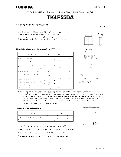 Toshiba tk4p55da 090807  . Electronic Components Datasheets Active components Transistors Toshiba tk4p55da_090807.pdf