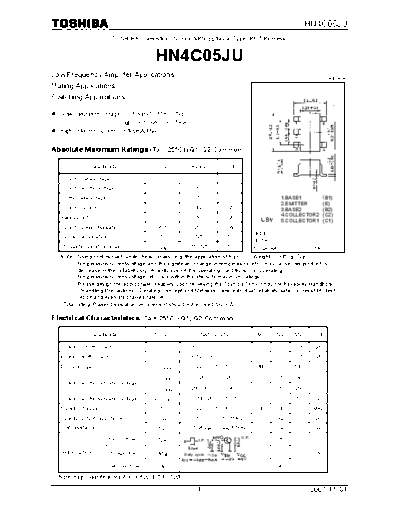 Toshiba hn4c05ju 071101  . Electronic Components Datasheets Active components Transistors Toshiba hn4c05ju_071101.pdf