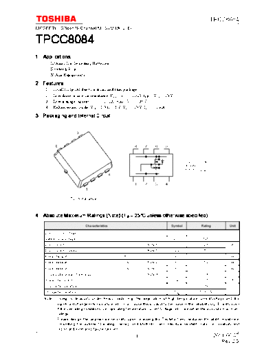 Toshiba tpcc8084 en datasheet 110607  . Electronic Components Datasheets Active components Transistors Toshiba tpcc8084_en_datasheet_110607.pdf