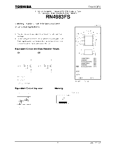 Toshiba rn4983fs  . Electronic Components Datasheets Active components Transistors Toshiba rn4983fs.pdf