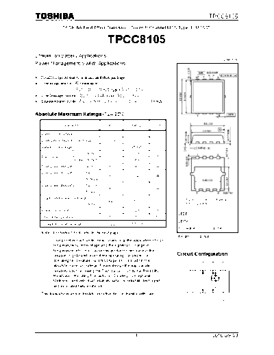Toshiba tpcc8105 en datasheet 100903  . Electronic Components Datasheets Active components Transistors Toshiba tpcc8105_en_datasheet_100903.pdf