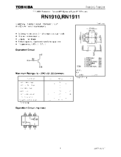 Toshiba rn1910-rn1911  . Electronic Components Datasheets Active components Transistors Toshiba rn1910-rn1911.pdf