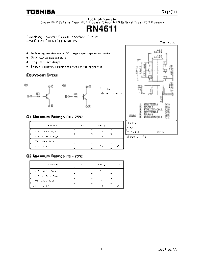 Toshiba rn4611  . Electronic Components Datasheets Active components Transistors Toshiba rn4611.pdf