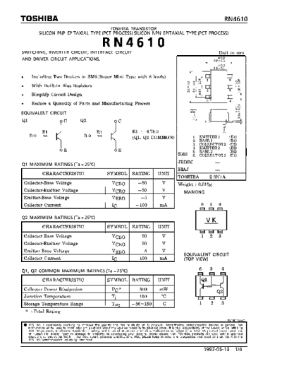 Toshiba rn4610  . Electronic Components Datasheets Active components Transistors Toshiba rn4610.pdf