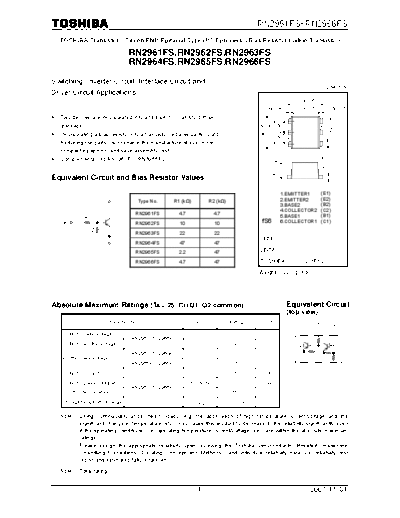 Toshiba rn2961fs rn2962fs rn2963fs rn2964fs rn2964fs rn2966fs  . Electronic Components Datasheets Active components Transistors Toshiba rn2961fs_rn2962fs_rn2963fs_rn2964fs_rn2964fs_rn2966fs.pdf