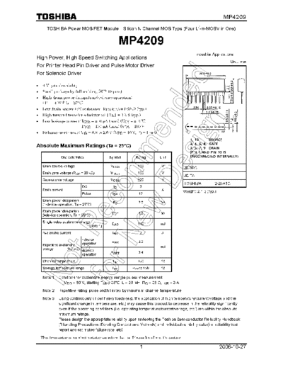 . Electronic Components Datasheets mp4209 en wm 20061027  . Electronic Components Datasheets Active components Transistors Toshiba mp4209_en_wm_20061027.pdf