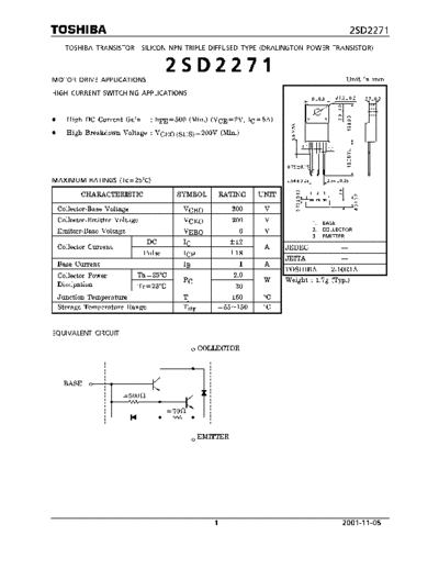 Toshiba 2sd2271  . Electronic Components Datasheets Active components Transistors Toshiba 2sd2271.pdf