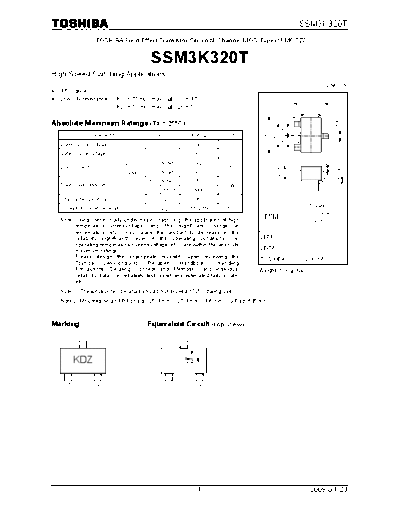 Toshiba ssm3k320t 090423  . Electronic Components Datasheets Active components Transistors Toshiba ssm3k320t_090423.pdf
