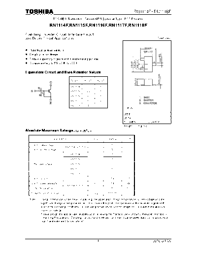 Toshiba rn1114f rn1118f 100406  . Electronic Components Datasheets Active components Transistors Toshiba rn1114f_rn1118f_100406.pdf