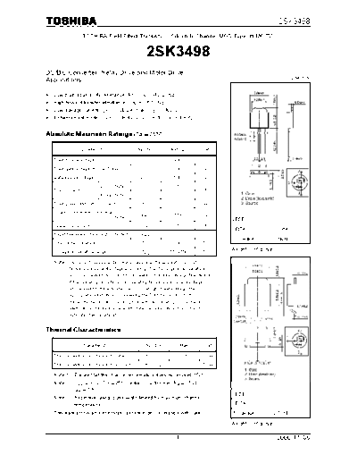 Toshiba 2sk3498  . Electronic Components Datasheets Active components Transistors Toshiba 2sk3498.pdf