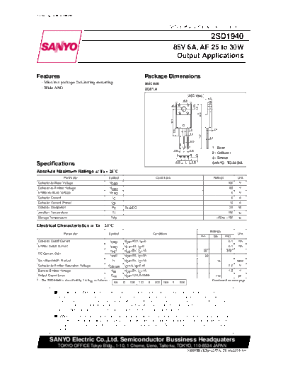 2 22sd1940  . Electronic Components Datasheets Various datasheets 2 22sd1940.pdf