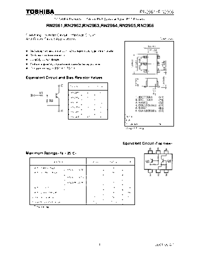 . Electronic Components Datasheets rn2961-rn2966  . Electronic Components Datasheets Active components Transistors Toshiba rn2961-rn2966.pdf
