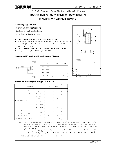 Toshiba rn2114mfv rn2115mfv rn2116mfv rn2117mfv rn2118mfv  . Electronic Components Datasheets Active components Transistors Toshiba rn2114mfv_rn2115mfv_rn2116mfv_rn2117mfv_rn2118mfv.pdf