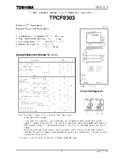 Toshiba tpcf8303  . Electronic Components Datasheets Active components Transistors Toshiba tpcf8303.pdf