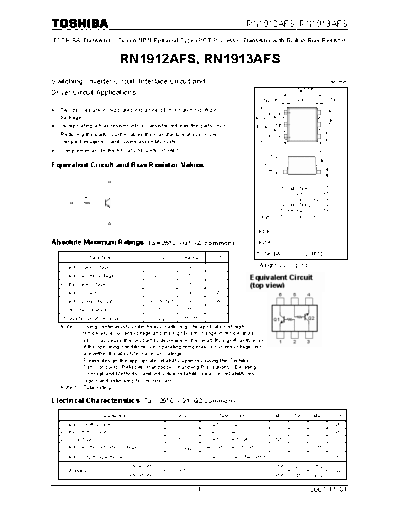 Toshiba rn1912afs rn1913afs 071101  . Electronic Components Datasheets Active components Transistors Toshiba rn1912afs_rn1913afs_071101.pdf