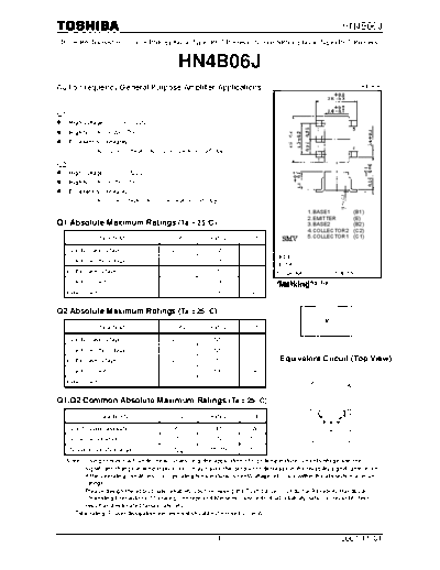. Electronic Components Datasheets hn4b06j 071101  . Electronic Components Datasheets Active components Transistors Toshiba hn4b06j_071101.pdf