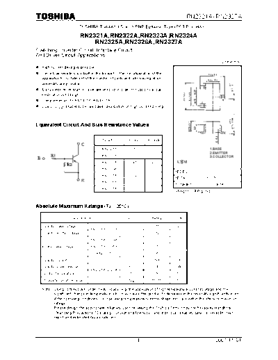 Toshiba rn2321a rn2327a 071101  . Electronic Components Datasheets Active components Transistors Toshiba rn2321a_rn2327a_071101.pdf