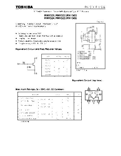Toshiba rn1501-1506  . Electronic Components Datasheets Active components Transistors Toshiba rn1501-1506.pdf
