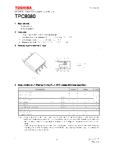 Toshiba tpc8080 en datasheet 100727  . Electronic Components Datasheets Active components Transistors Toshiba tpc8080_en_datasheet_100727.pdf