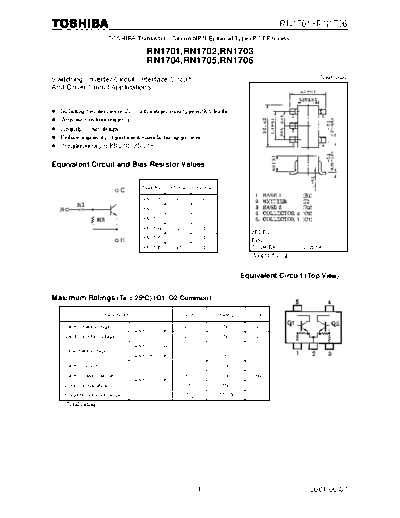 . Electronic Components Datasheets rn1701-rn1706  . Electronic Components Datasheets Active components Transistors Toshiba rn1701-rn1706.pdf