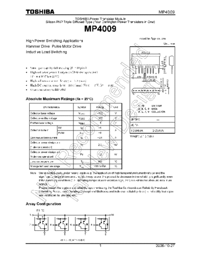 Toshiba mp4009 en wm 20061027  . Electronic Components Datasheets Active components Transistors Toshiba mp4009_en_wm_20061027.pdf