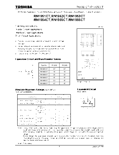 Toshiba rn1961ct rn1966ct 090414  . Electronic Components Datasheets Active components Transistors Toshiba rn1961ct_rn1966ct_090414.pdf