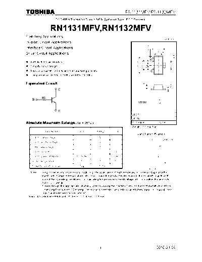 Toshiba rn1131mfv rn1132mfv  . Electronic Components Datasheets Active components Transistors Toshiba rn1131mfv_rn1132mfv.pdf