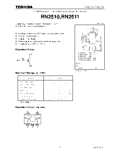 Toshiba rn2510-rn2511  . Electronic Components Datasheets Active components Transistors Toshiba rn2510-rn2511.pdf