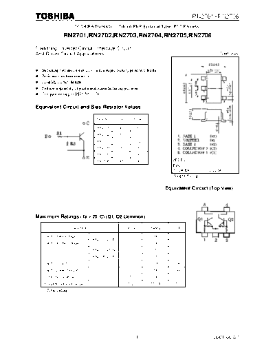 Toshiba rn2701-rn2706  . Electronic Components Datasheets Active components Transistors Toshiba rn2701-rn2706.pdf