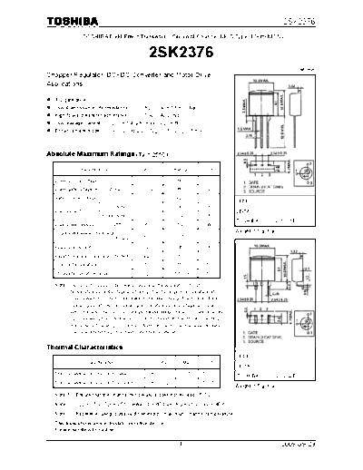 Toshiba 2sk2376  . Electronic Components Datasheets Active components Transistors Toshiba 2sk2376.pdf