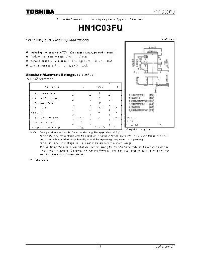 Toshiba hn1c03fu 100927  . Electronic Components Datasheets Active components Transistors Toshiba hn1c03fu_100927.pdf