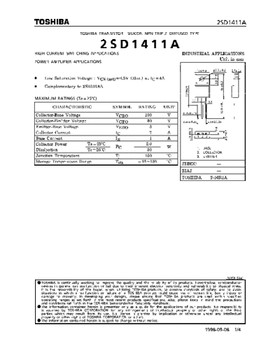 Toshiba 2sd1411  . Electronic Components Datasheets Active components Transistors Toshiba 2sd1411.pdf