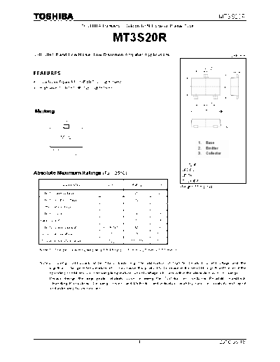 Toshiba mt3s20r 100818  . Electronic Components Datasheets Active components Transistors Toshiba mt3s20r_100818.pdf