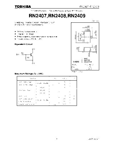 Toshiba rn2407-rn2409  . Electronic Components Datasheets Active components Transistors Toshiba rn2407-rn2409.pdf