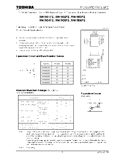 Toshiba rn1901fe rn1906fe 100514  . Electronic Components Datasheets Active components Transistors Toshiba rn1901fe_rn1906fe_100514.pdf