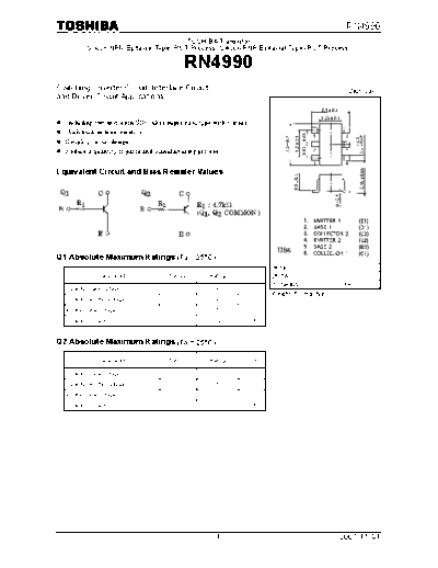 Toshiba rn4990  . Electronic Components Datasheets Active components Transistors Toshiba rn4990.pdf